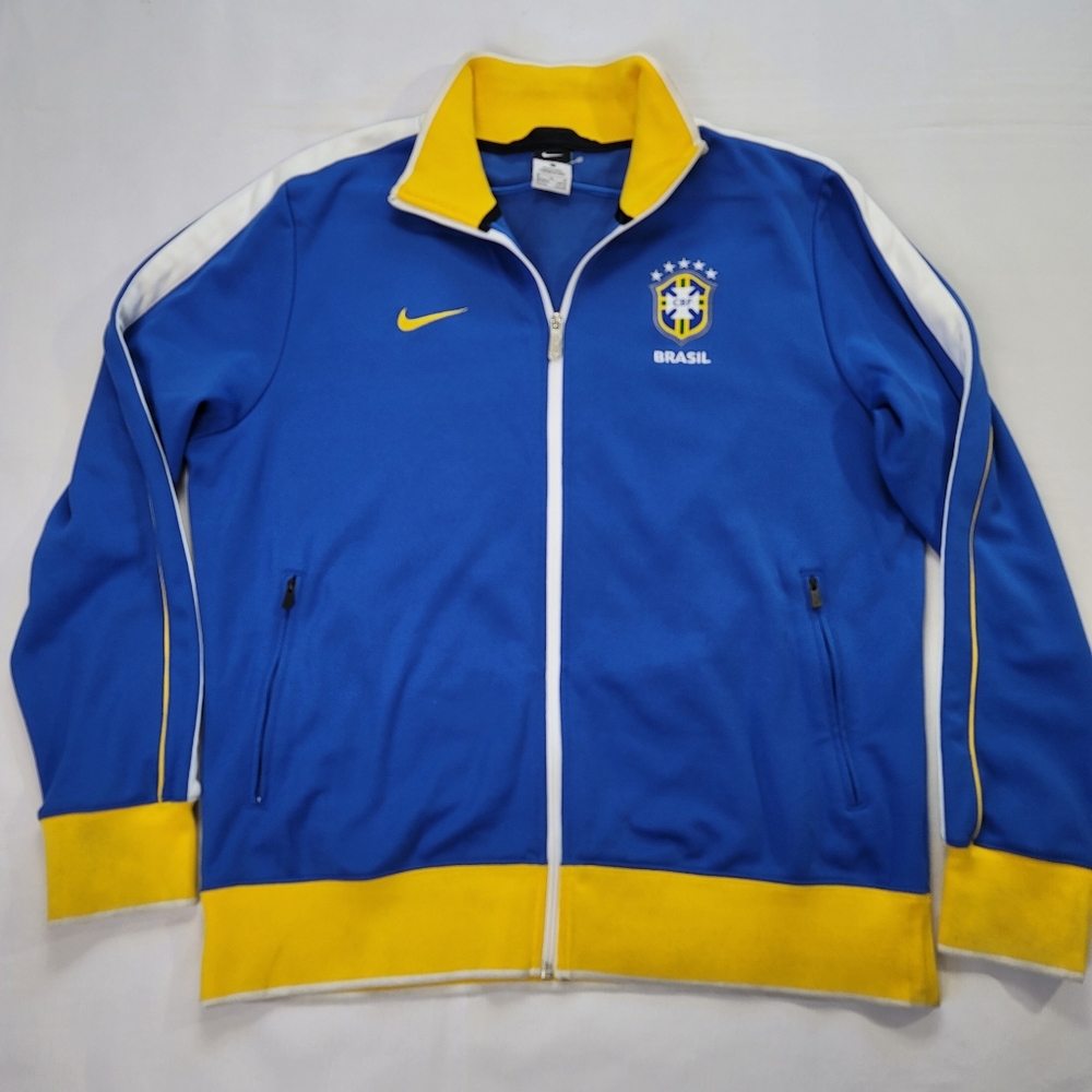 Nike Brazil Training Jacket Mens XL World Cup Track Warmup Y2K Blue Yellow